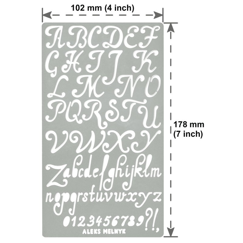 Aleks Melnyk No.34.1 Metal Wood Burning Alphabet and Number Stencil, Letter Template, Journal Stencil for Engraving Wood and Pattern, Bullet Journaling - Image 4
